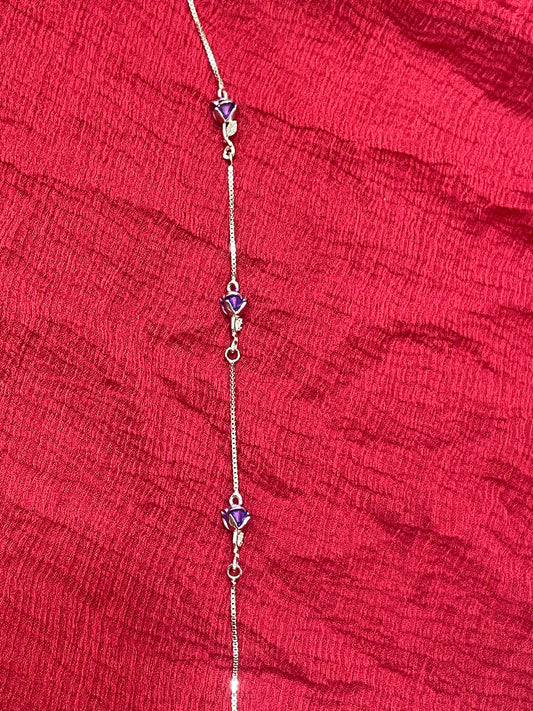 92.5 Silver Violet Rose Bracelet 8.5 Inches | Stylish Floral Design | Jewellery