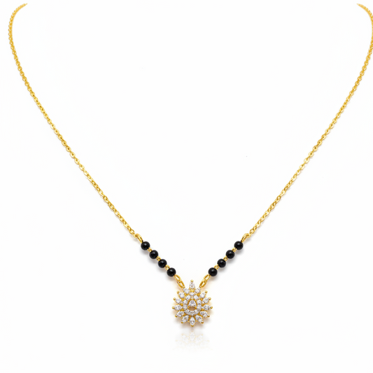 925 Silverv Gold-Plated Marquise Black bead chain for Women