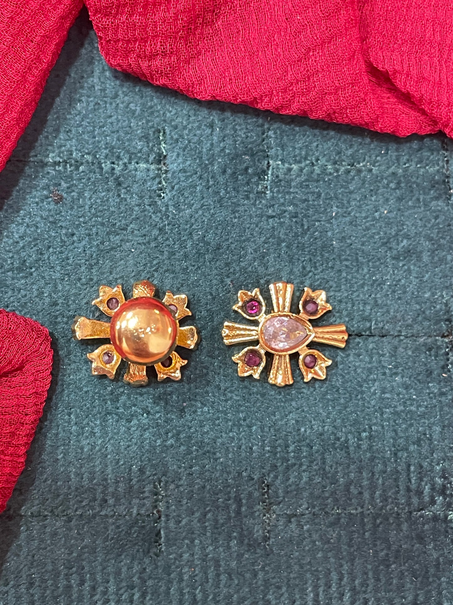 92.5 silver classy gold plated flower earrings