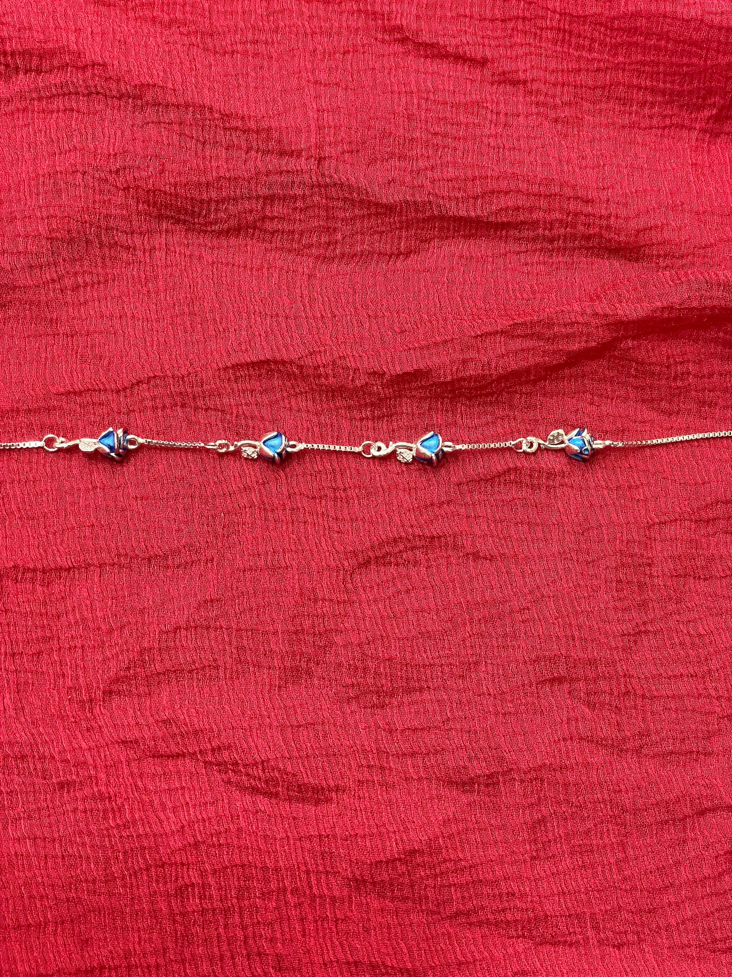 92.5 Silver Blue Rose Bracelet 8.6 Inches | Premium Floral Design | Jewellery