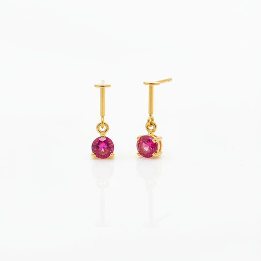 925 Silver Gold Plated Ruby Dangler Bugadi Pair