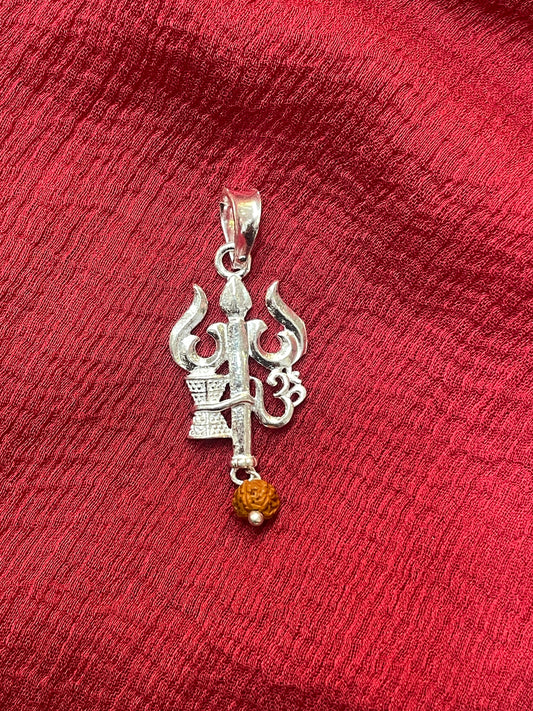 92.5 Silver Trishul Design Pendant for Men & Women – Traditional Temple Style