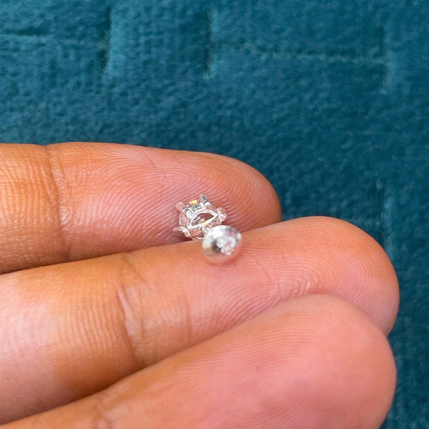 92.5 Silver White Stone Second Studs | Stylish Sparkle Design | Elegant Jewellery