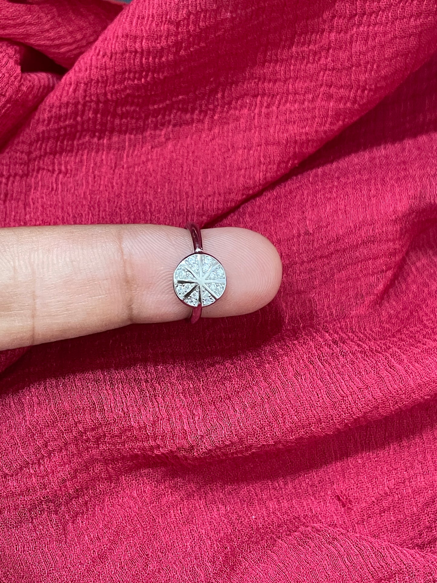92.5 Silver White Stone Round Kids Ring | Adjustable Baby Ring for Girls & Boys | Elegant Design