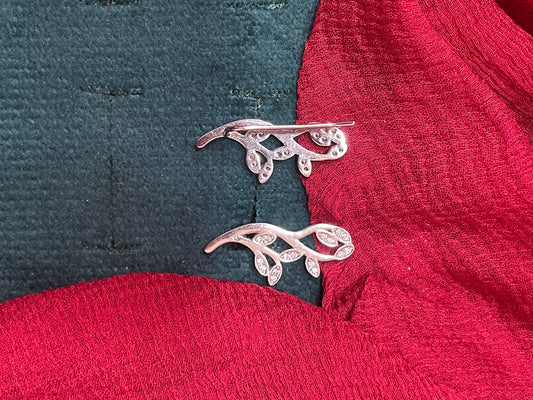 92.5 silver stylish classy leaf earcuffs
