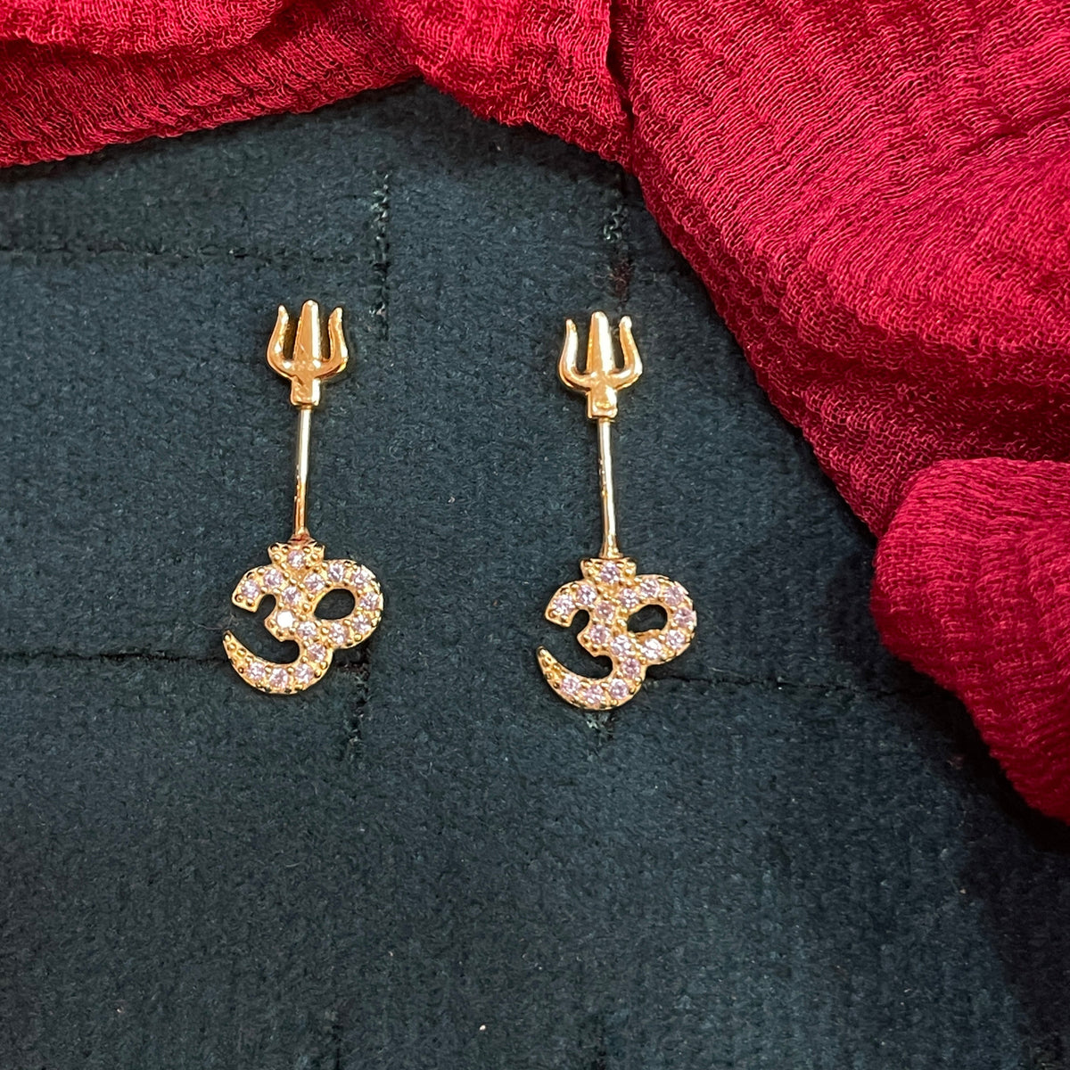925 Silver Gold Plated Om Trishul Bugadi pair