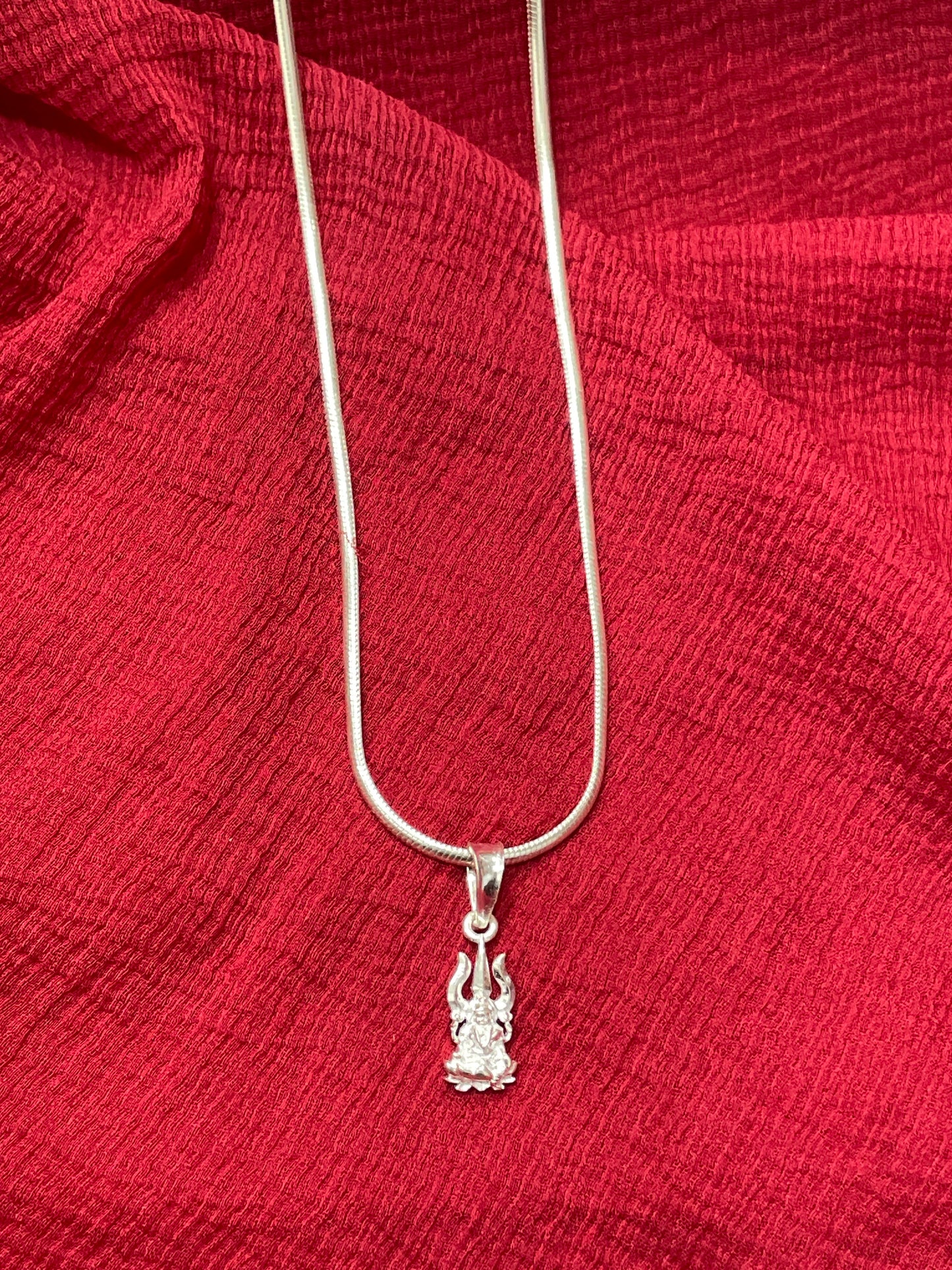 92.5 Silver Lakshmi Devi Trishul Design Pendant for Women – Traditional Temple Style