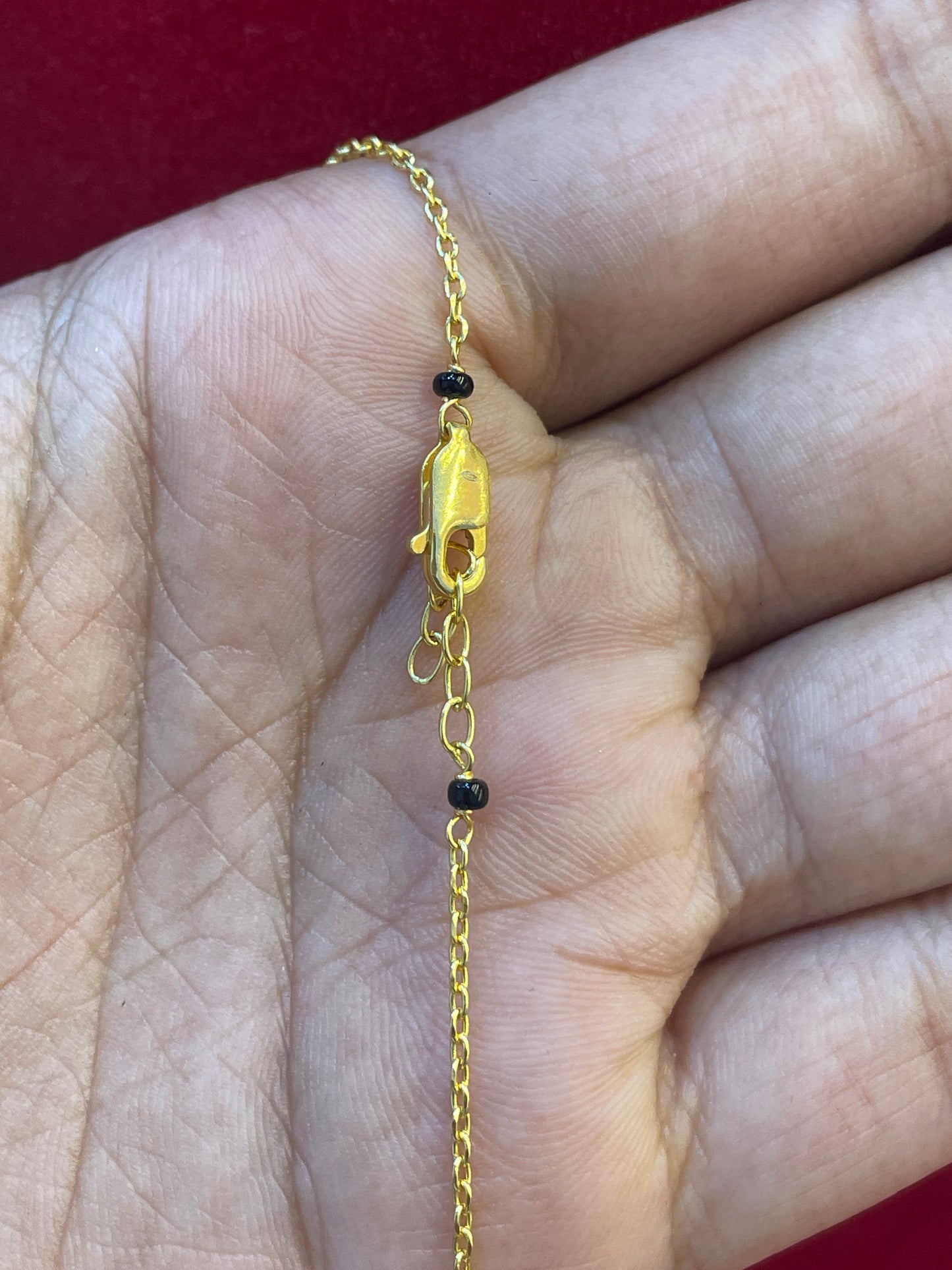 92.5 Silver Gold Plated Three Line Black Bead Chain for Women 19 Inches | Mangalsutra Style Jewellery