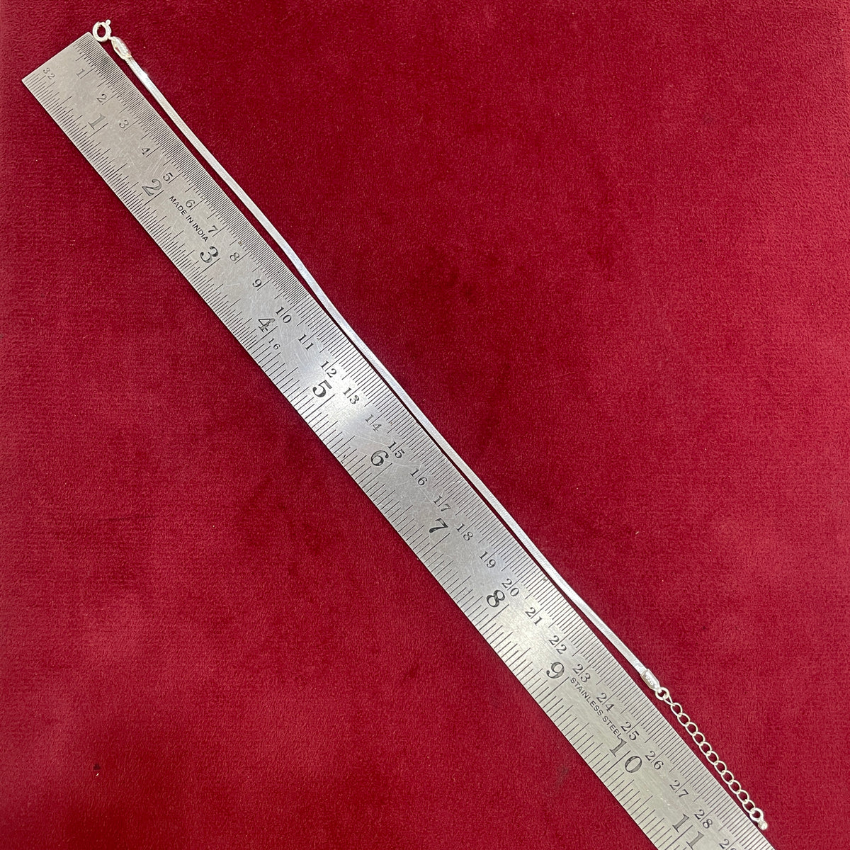 92.5 Silver Herringbone Snake Chain Anklet for Women (Single Piece)