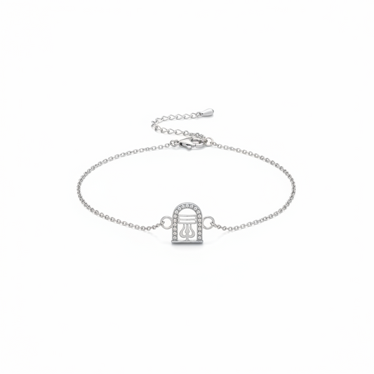 925 Sterling Silver Shivling Rakhi | CZ Stone Chain Rakhi for Raksha Bandhan