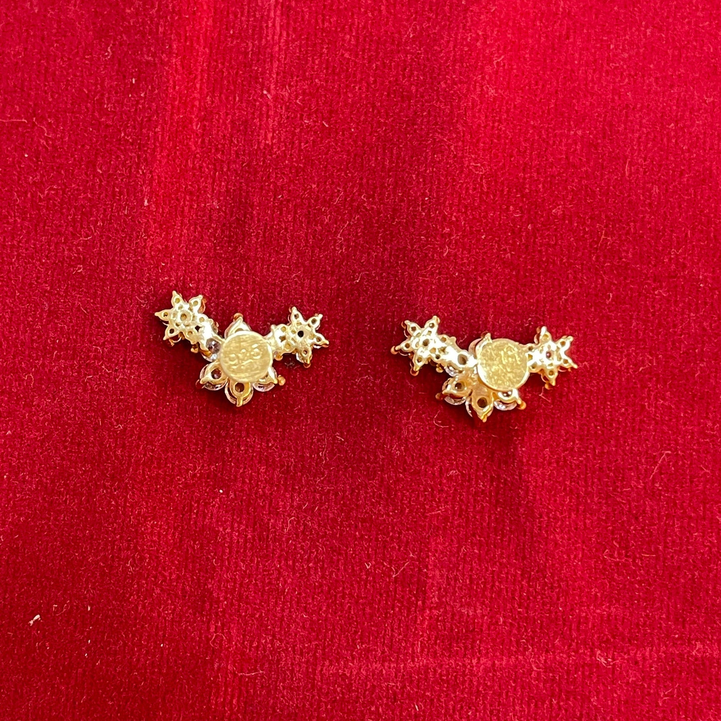 925 Sterling Silver Gold Plated Tri Floral Stud Earrings for Women | Floral Design