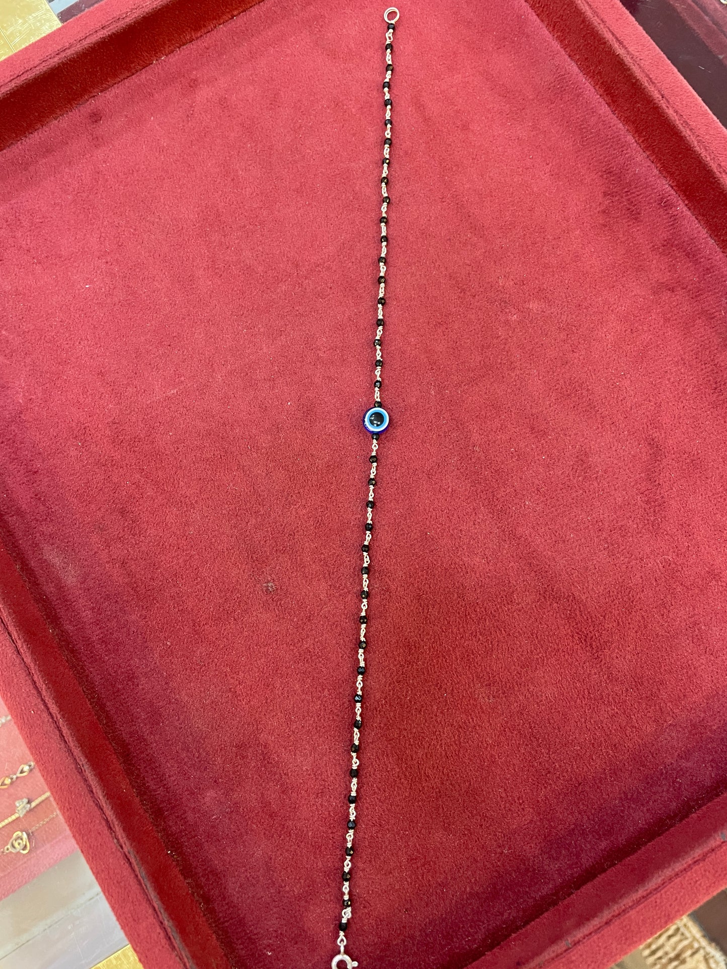 92.5 Silver Black Beads Anklet (Single Piece) | Stylish Traditional Design | Jewellery