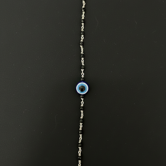 92.5 Silver Black Beads Anklet (Single Piece) | Stylish Traditional Design | Jewellery