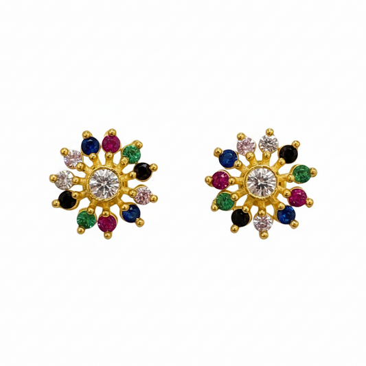 925 Silver Gold Plated multicolor studs