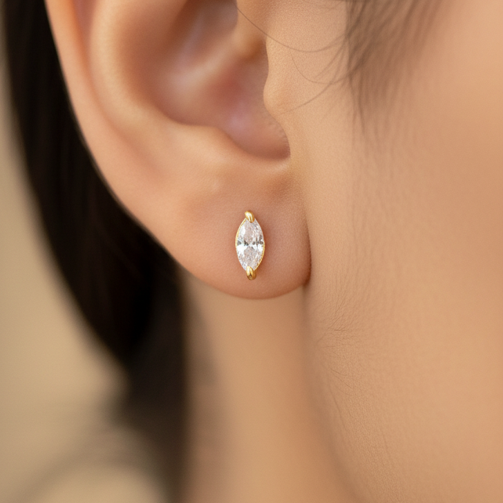 925 silver gold plated drop studs