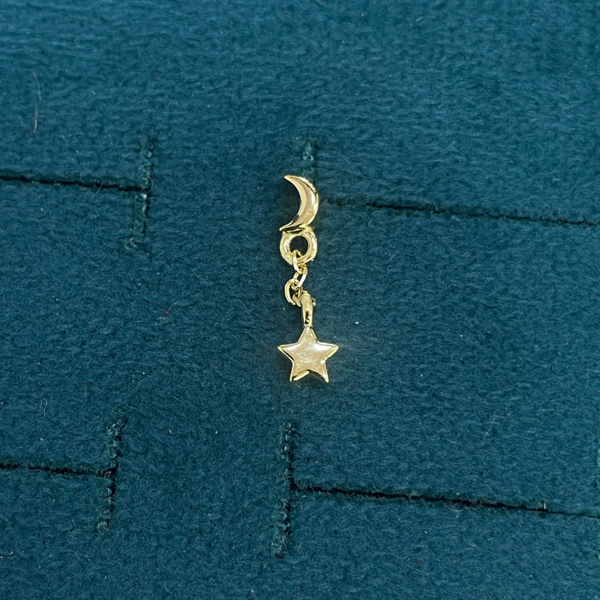 92.5 Sterling Silver Gold Plated Crescent Moon & Star Charm Drop Earrings for Women