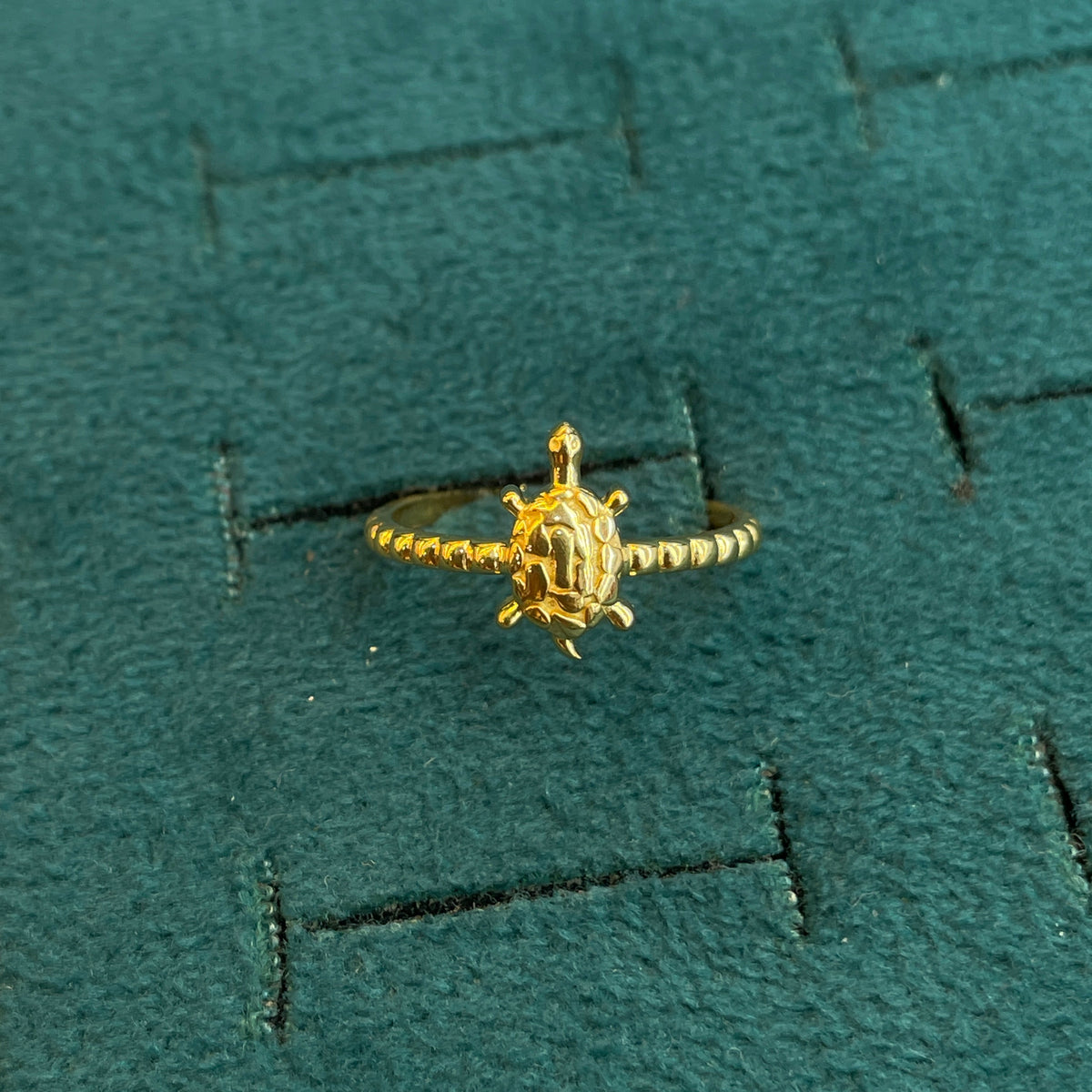 92.5 Silver Gold-Plated Adjustable Tortoise Ring for Women
