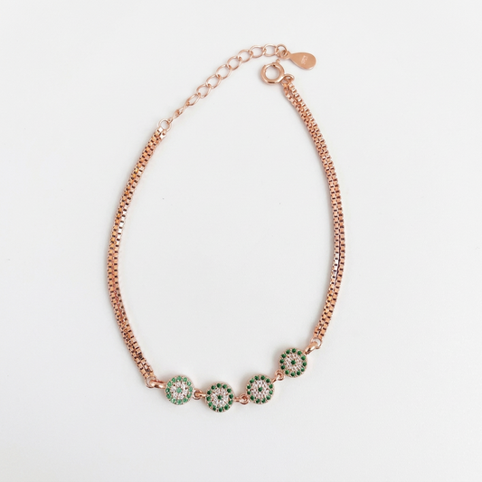 92.5 Silver Rose Gold-Toned CZ Circle Bracelet for Women