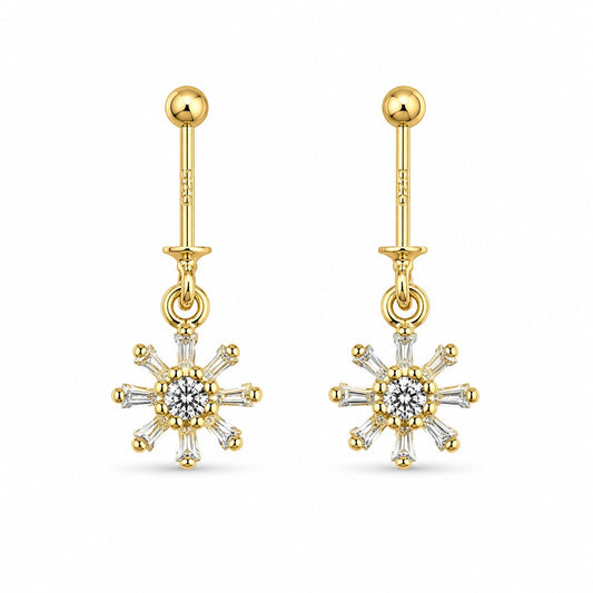 92.5 Silver Gold Plated Sun Flower Bugadi- Pair