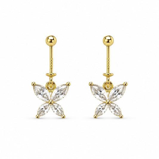 92.5 Silver Gold Plated Butterfly Hanging Bugadi - Pair