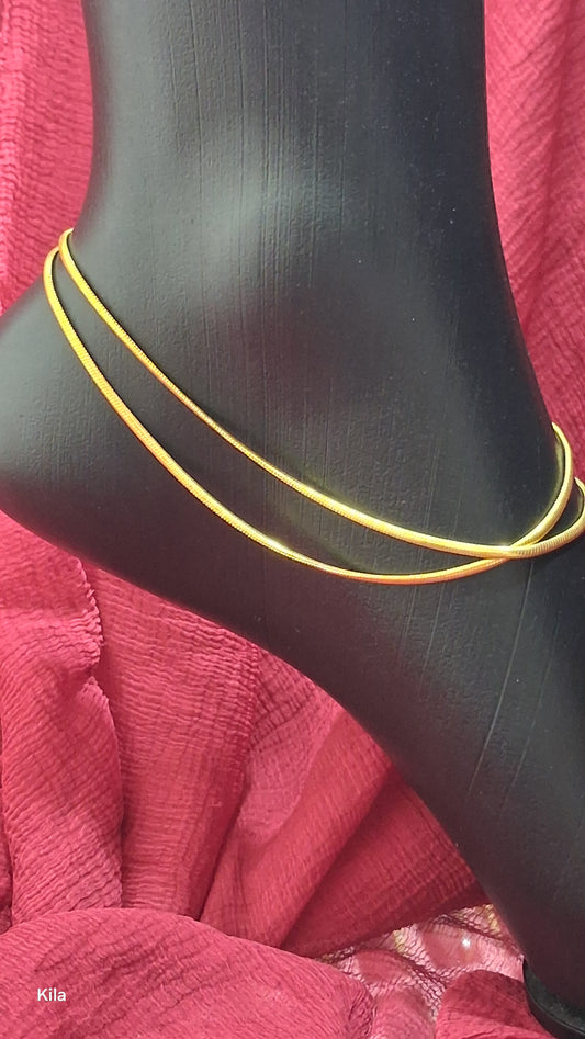 92.5 Silver Gold Plated Simple Anklets | Stylish Minimal Design | Elegant Jewellery