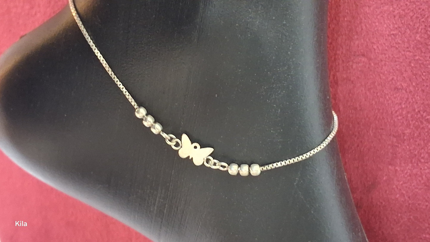 92.5 Silver Butterfly Anklets | Stylish Cute Design | Elegant Jewellery