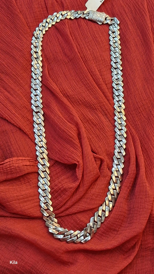 92.5 Silver Cuban Men’s Chain 19 Inches | Stylish Bold Design | Elegant Jewellery