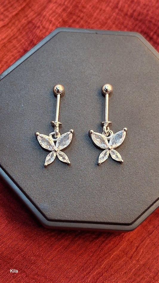 92.5 Silver Butterfly Drop Bugadi | Stylish Cute Design | Elegant Jewellery