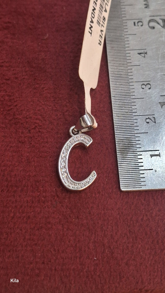 92.5 Silver Alphabet C Pendant | Stylish Personalised Design | Elegant Jewellery