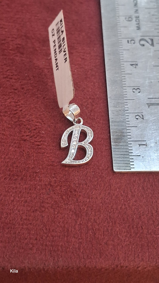 92.5 Silver Alphabet B Pendant | Minimal Initial Design | Stylish Jewellery