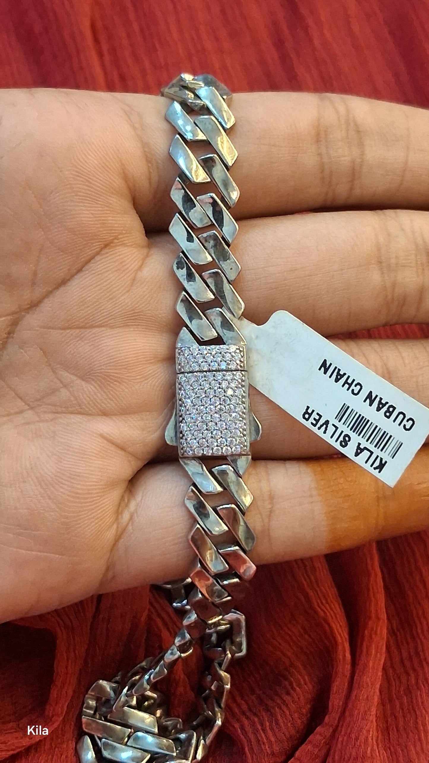 92.5 Silver Cuban Men’s Chain 19 Inches | Stylish Bold Design | Elegant Jewellery