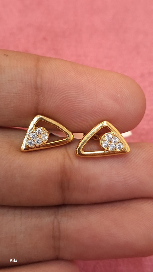 92.5 Silver Gold Plated Studs | Premium Finish Design | Elegant Jewellery