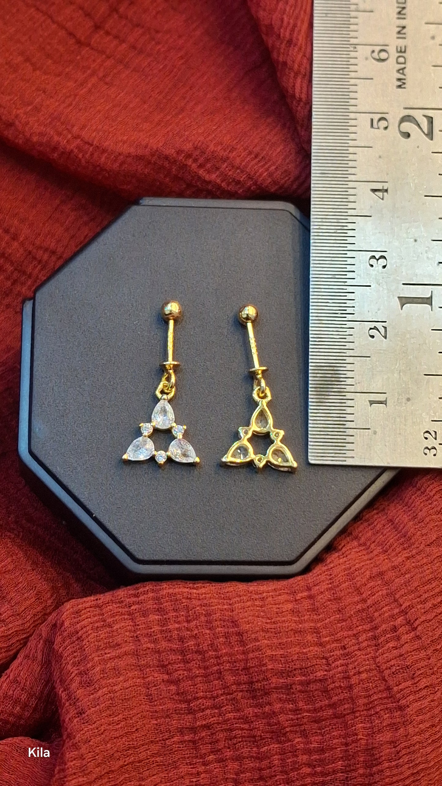 92.5 Silver Triangle Gold Plated Bugadi | Stylish Modern Design | Elegant Jewellery