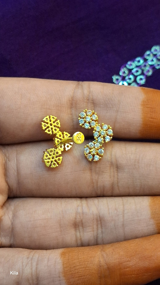 92.5 Silver Gold Plated Second Studs | Stylish Classic Design | Elegant Jewellery