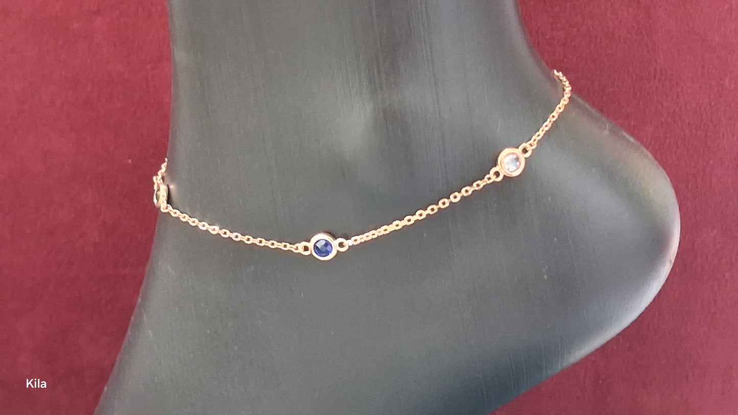 92.5 Silver Rose Gold Plated Anklets | Stylish Modern Design | Elegant Jewellery