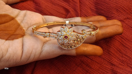 92.5 Silver Gold Plated Kada | Stylish Premium Design | Elegant Jewellery
