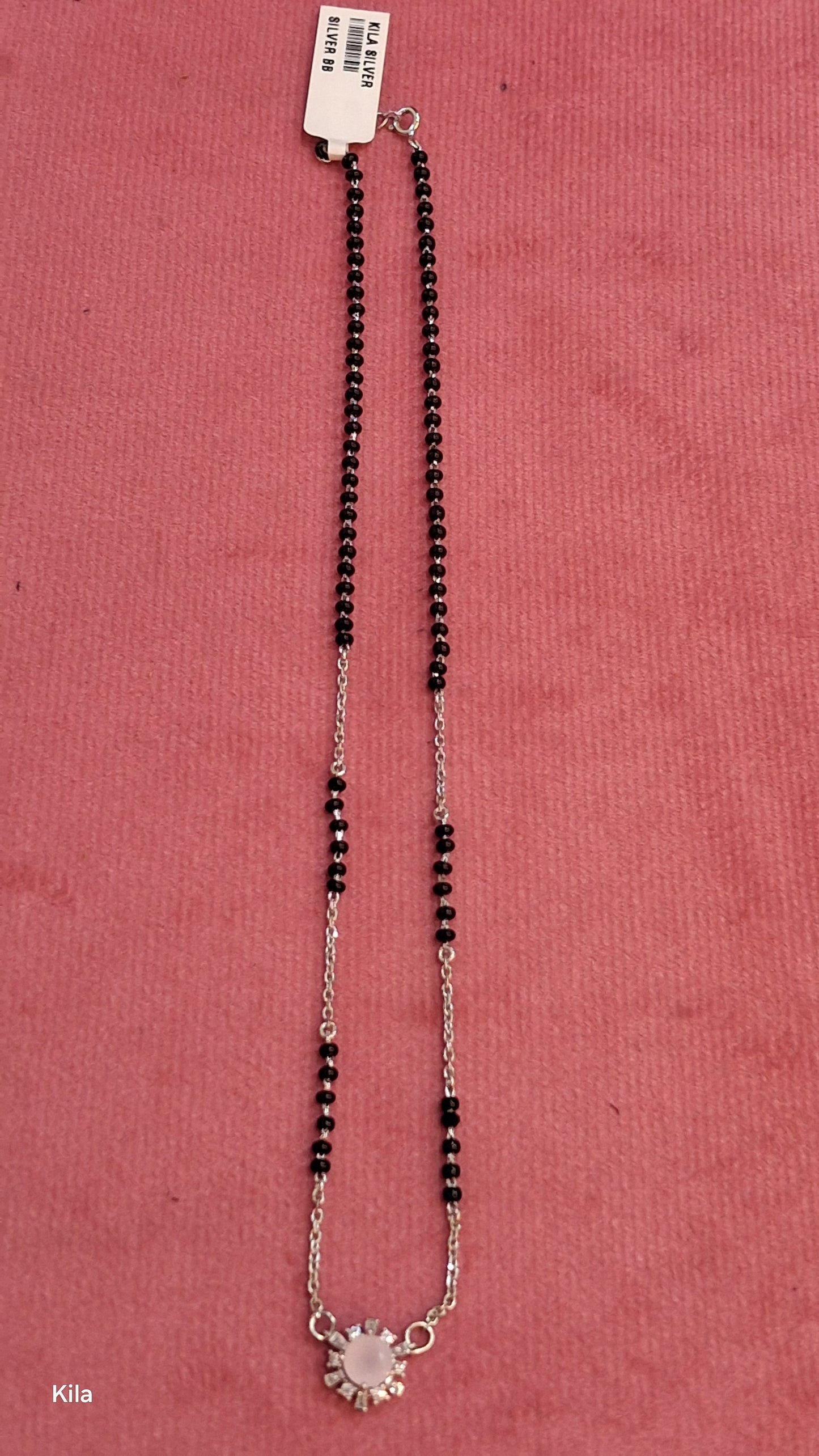 92.5 Silver Black Beads Chain 18 Inches | Premium Traditional Design | Jewellery