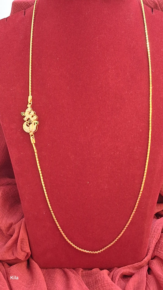 92.5 Silver Gold Plated Thaali Chain 22 Inches | Stylish Traditional Finish | Elegant Jewellery