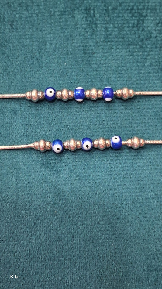 92.5 Silver Evil Eye Anklets | Stylish Protective Design | Elegant Jewellery