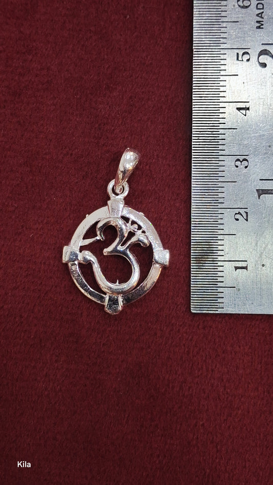 92.5 Silver OM Symbol Pendant | Minimal Spiritual Design | Elegant Jewellery
