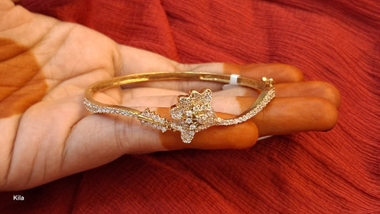 92.5 Silver Gold Plated Kada | Stylish Elegant Design | Premium Jewellery