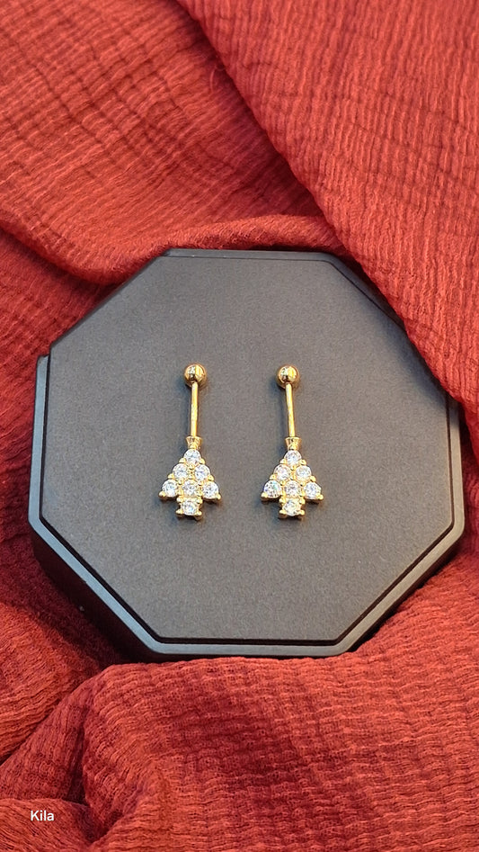 92.5 Silver Tree Gold Plated Bugadi | Stylish Nature Design | Elegant Jewellery