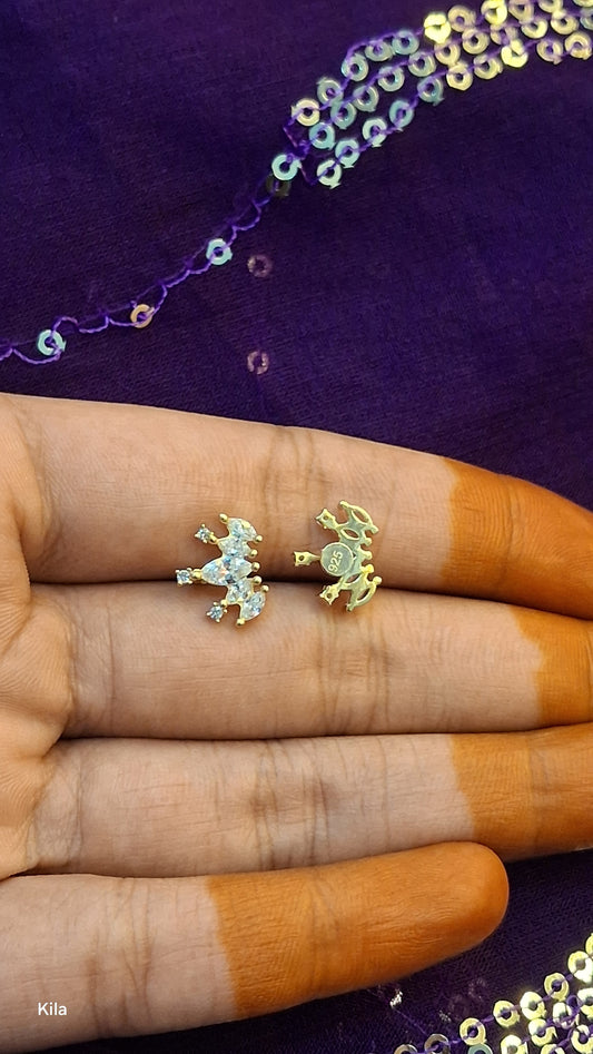 92.5 Silver Gold Plated Second Studs | Stylish Minimal Design | Elegant Jewellery
