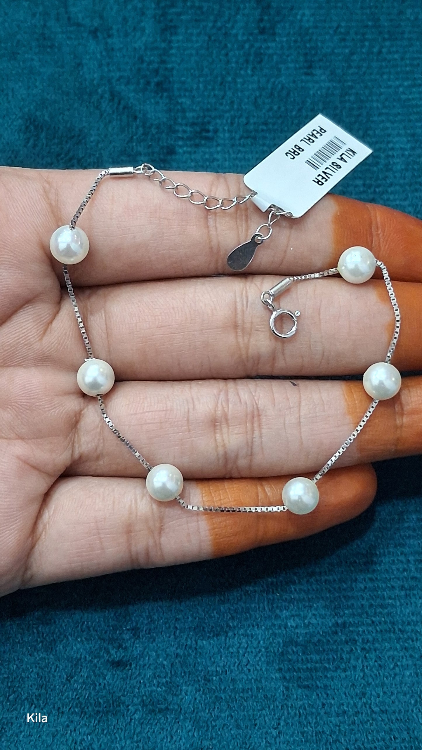 92.5 Silver Pearl Bracelet | Stylish Elegant Design | Premium Jewellery