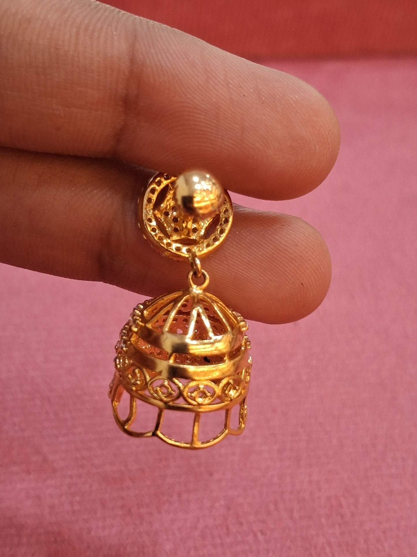 92.5 Silver Gold Plated White Stone Jhumki | Traditional Elegant Design | Jewellery