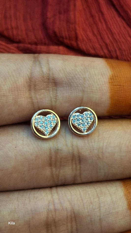 92.5 Silver Rose Gold Plated Studs | Stylish Romantic Design | Elegant Jewellery