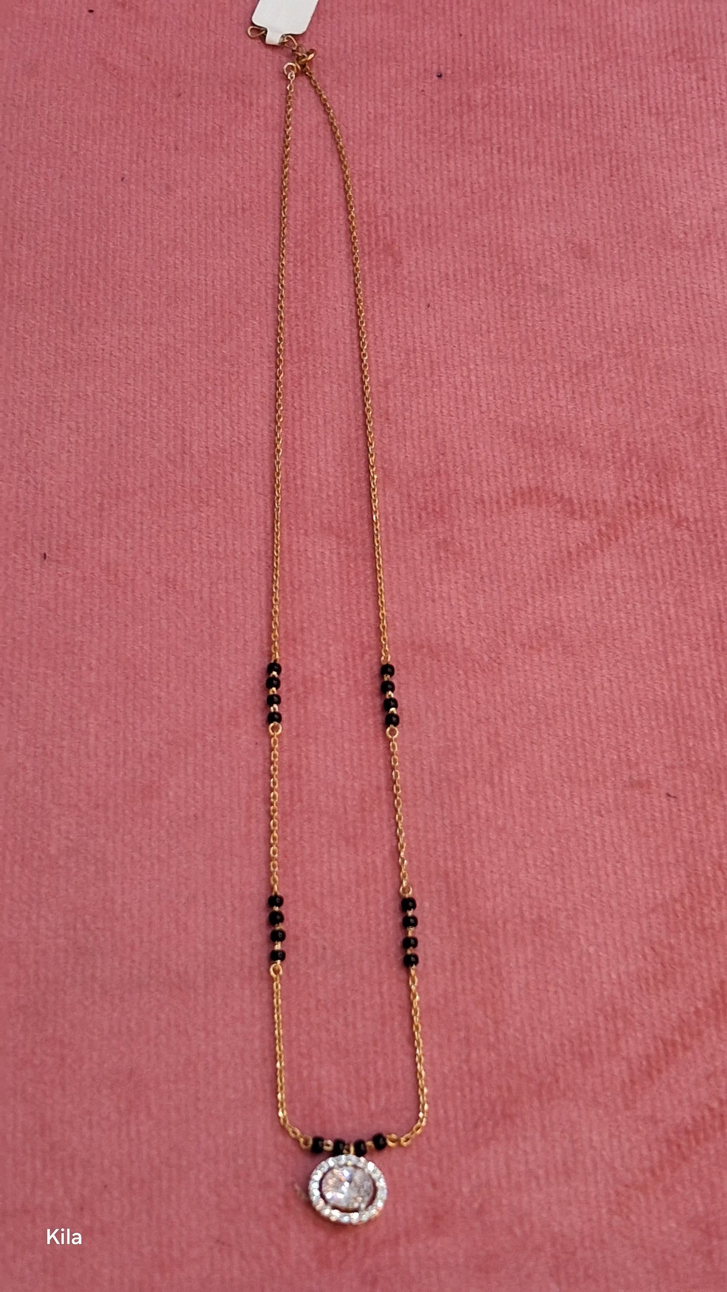 92.5 Silver Gold Plated Black Beads Chain 19.5 Inches | Premium Refined Design | Jewellery
