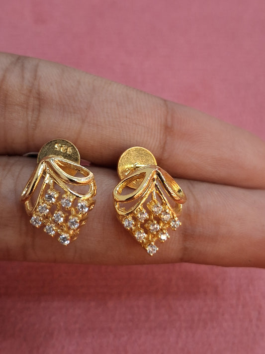 92.5 Silver Gold Plated Grape Design White Stone Earrings | Premium Elegant Jewellery