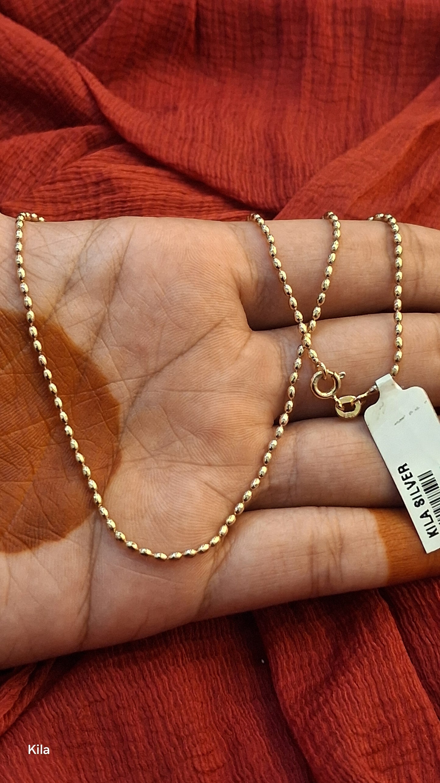 925 Silver Gold Plated Simple Chain 18 Inches | Stylish Minimal Design | Jewellery