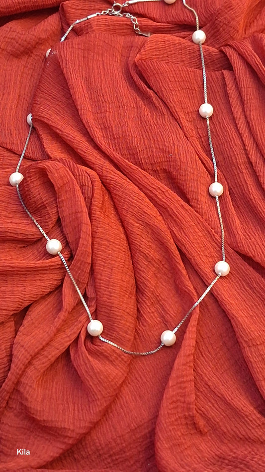 925 Silver Pearl Chain 18 Inches | Stylish Elegant Design | Jewellery